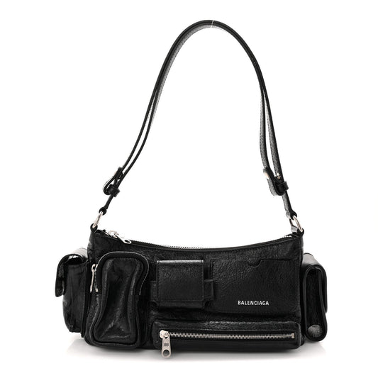 Agneau Arena Superbusy XS Sling Zip Shoulder Bag Black