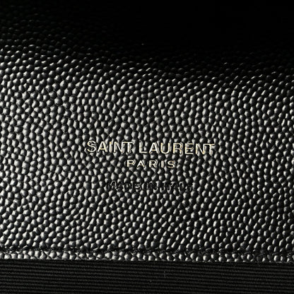 Grain De Poudre Matelasse Chevron Monogram Cassandre Flap Pouch Black