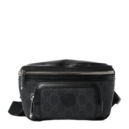 GG Supreme Monogram Textured Calfskin Retro Interlocking G Belt Bag Black