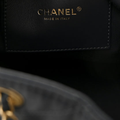 Canvas Quilted Medium Chanel 25 Handbag Dark Blue