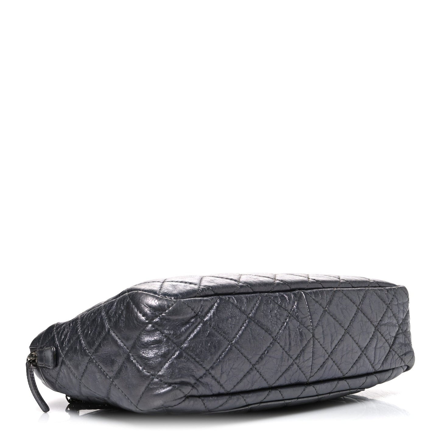 Metallic Aged Calfskin Quilted Large Reissue Camera Case Silver