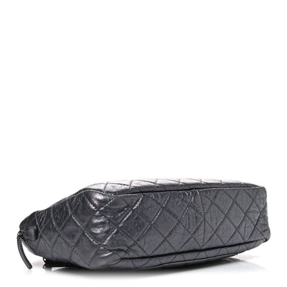 Metallic Aged Calfskin Quilted Large Reissue Camera Case Silver