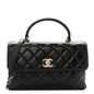 Lambskin Quilted Medium Trendy CC Flap Dual Handle Bag Black