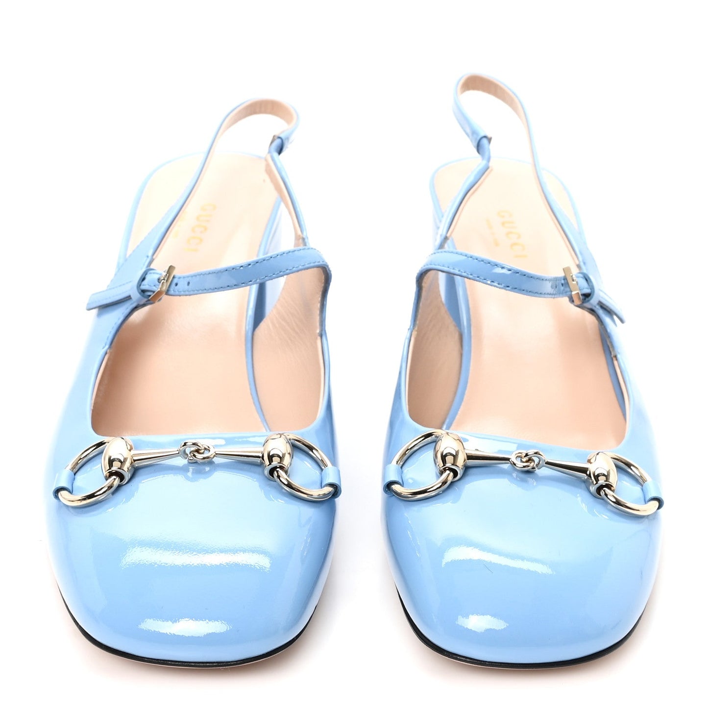 Vernice Crystal Horsebit Charlotte 42mm Slingback Pumps 37.5 Glacial Blue