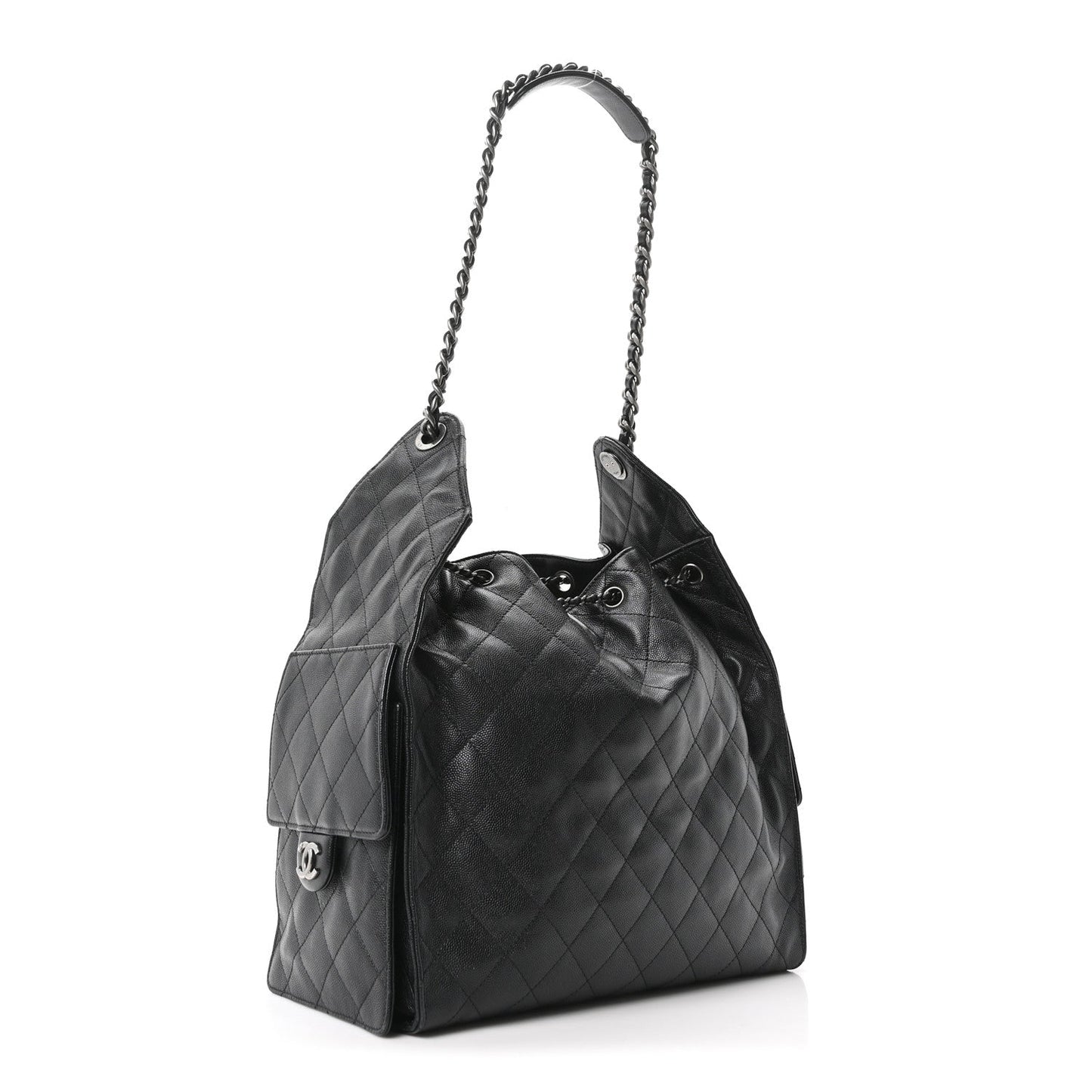 Caviar Quilted Medium Chanel 25 Handbag Black