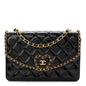 Patent Quilted Chain Around Heart Flap Black