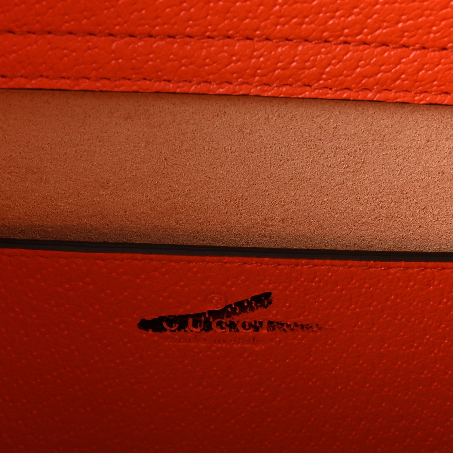 Textured Dollar Calfskin Web Small Diana Tote Bag Deep Orange