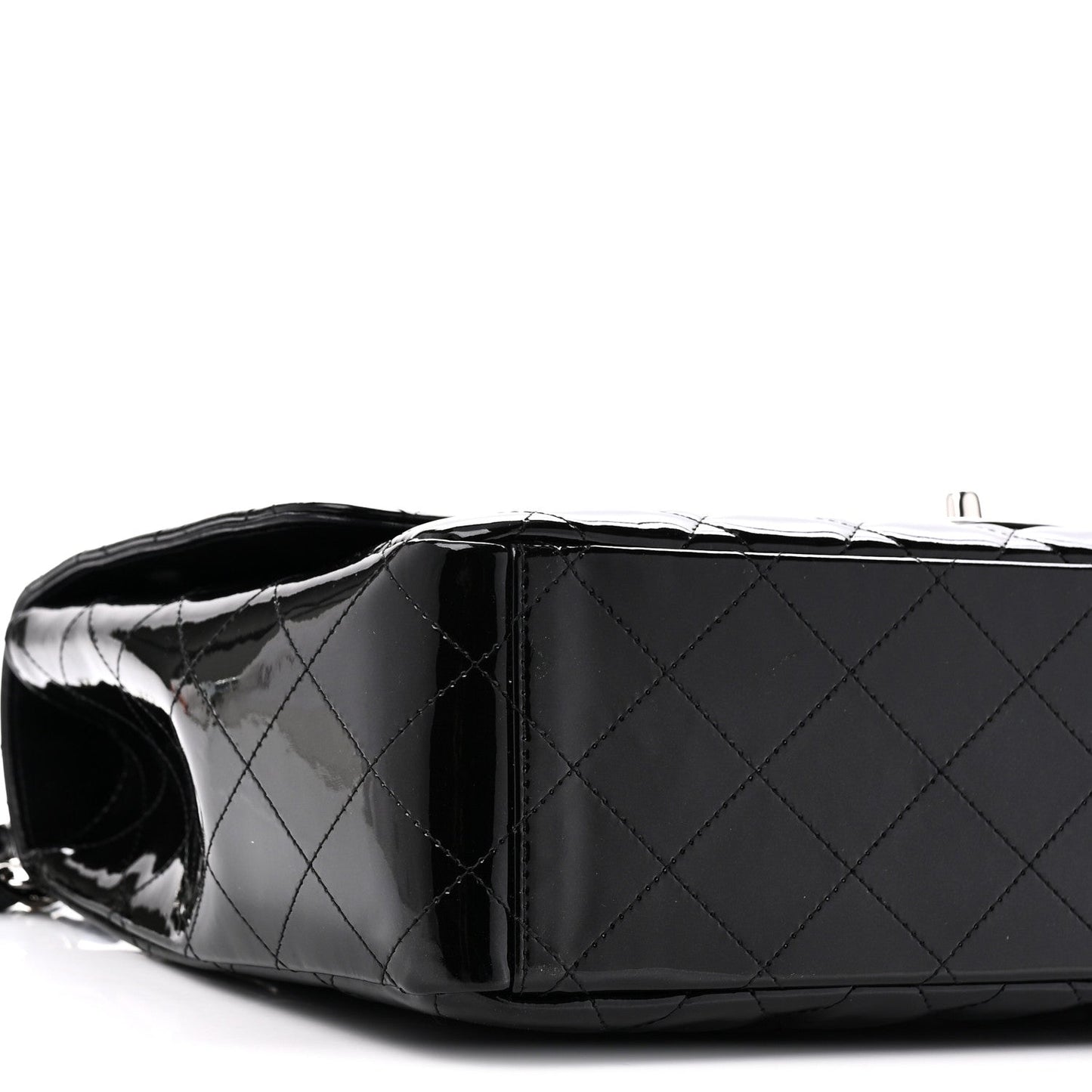 Patent Calfskin Sparkle Quilted Maxi Single Flap Black