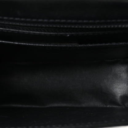 Lambskin Patent Chocolate Bar Flap Black White