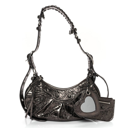Metallic Agneau Arena Le Cagole Shoulder Bag XS Dark Bronze