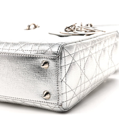 Metallic Grained Calfskin Cannage Small My ABCDior Lady Dior Silver