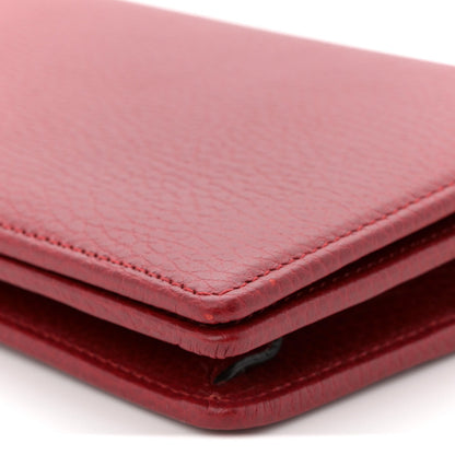 Dollar Calfskin Mini GG Marmont Chain Wallet Hibiscus Red