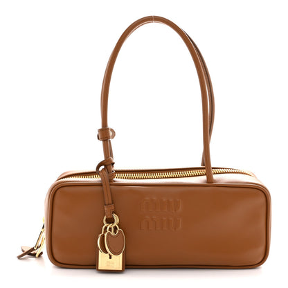 Calfskin Softy Small Beau Contrast Top Handle Bag Cognac