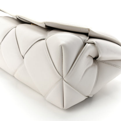Nappa Intreccio Padded Top Handle Shoulder Bag White