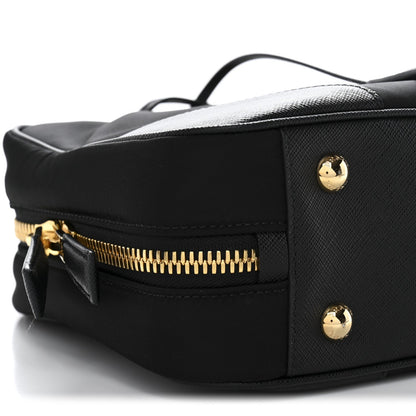 Re-Nylon Saffiano Medium Re-Edition 1978 Two Handle Bag Black