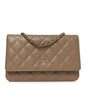 Caviar Quilted Wallet on Chain WOC Beige