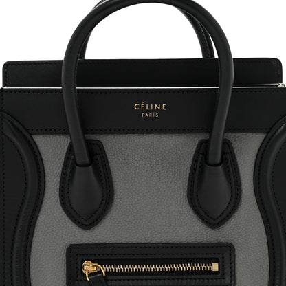 Baby Grained Calfskin Nano Tri-Color Luggage Zinc Almond