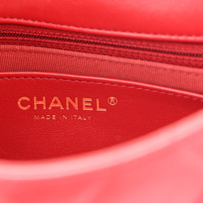 Calfskin Quilted Mini Charms Flap Red