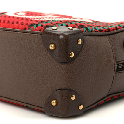 Cotton Wool Textured Calfskin Houndstooth Woven Square Messenger Bag Red Green Ivory Multicolor New Acero