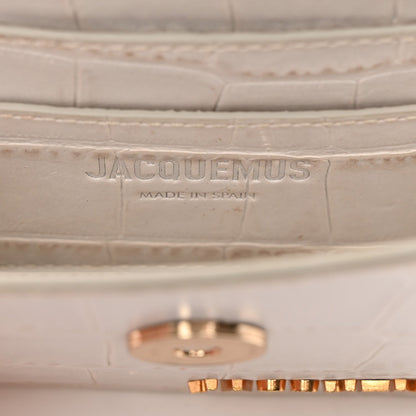 Calfskin Crocodile Embossed Le Riviera White