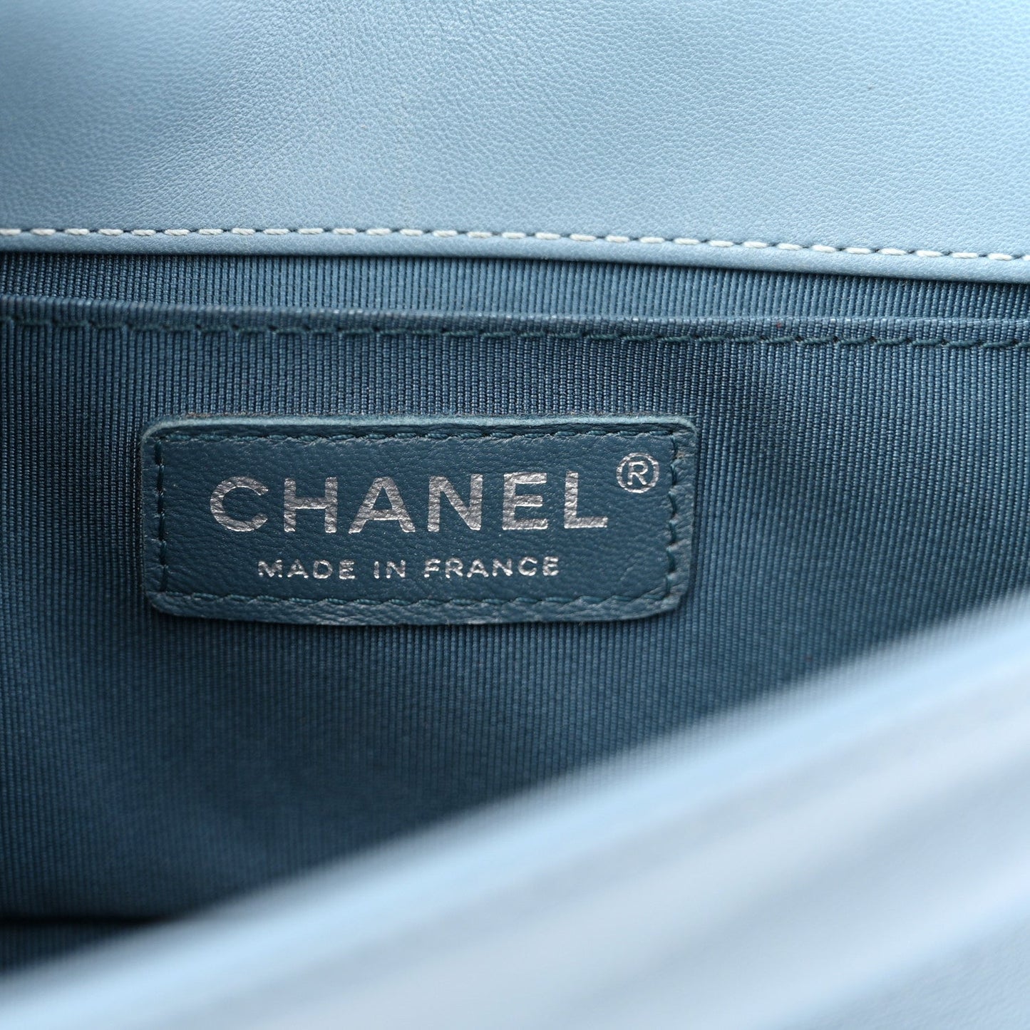 Lambskin Quilted Small Boy Flap Light Blue