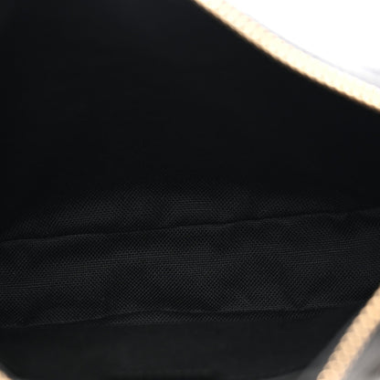 GG Grainy Calfskin Emblem Small Half Moon Shoulder Black