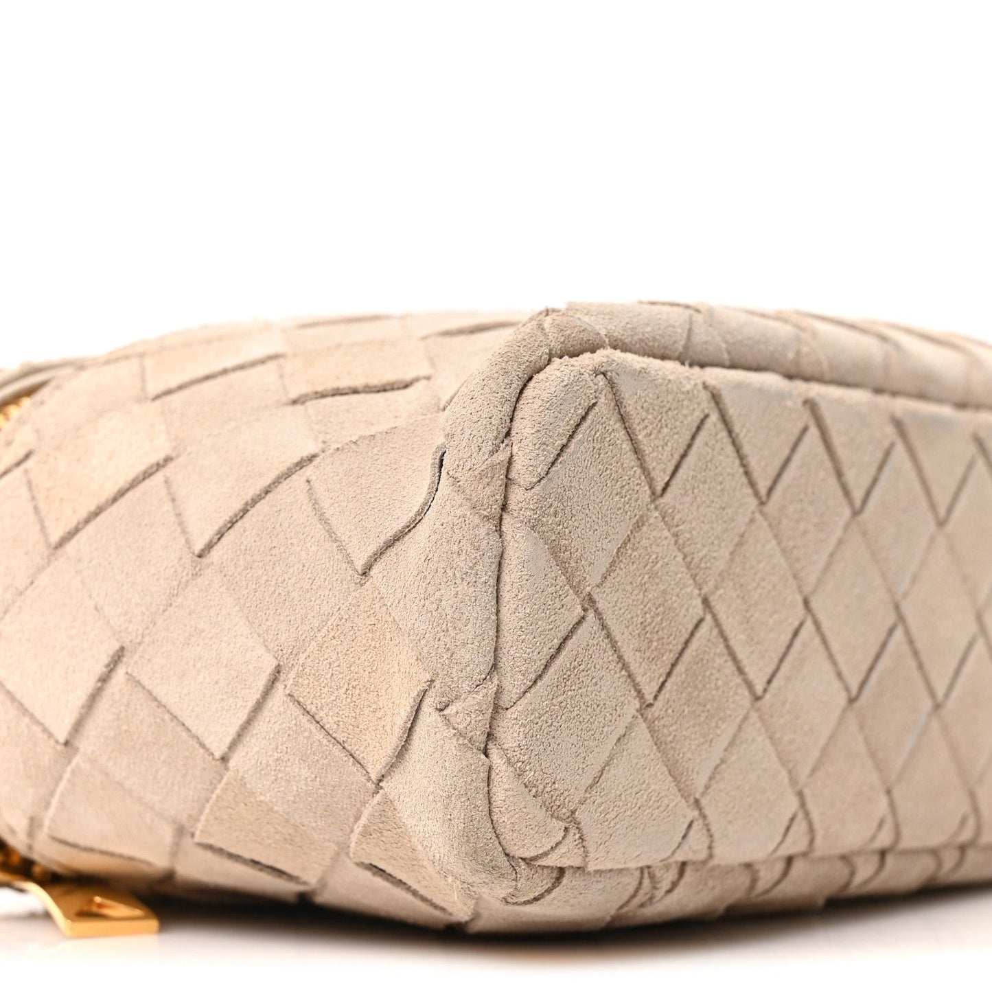 Suede Intrecciato Bang Bang Vanity Case Ecru