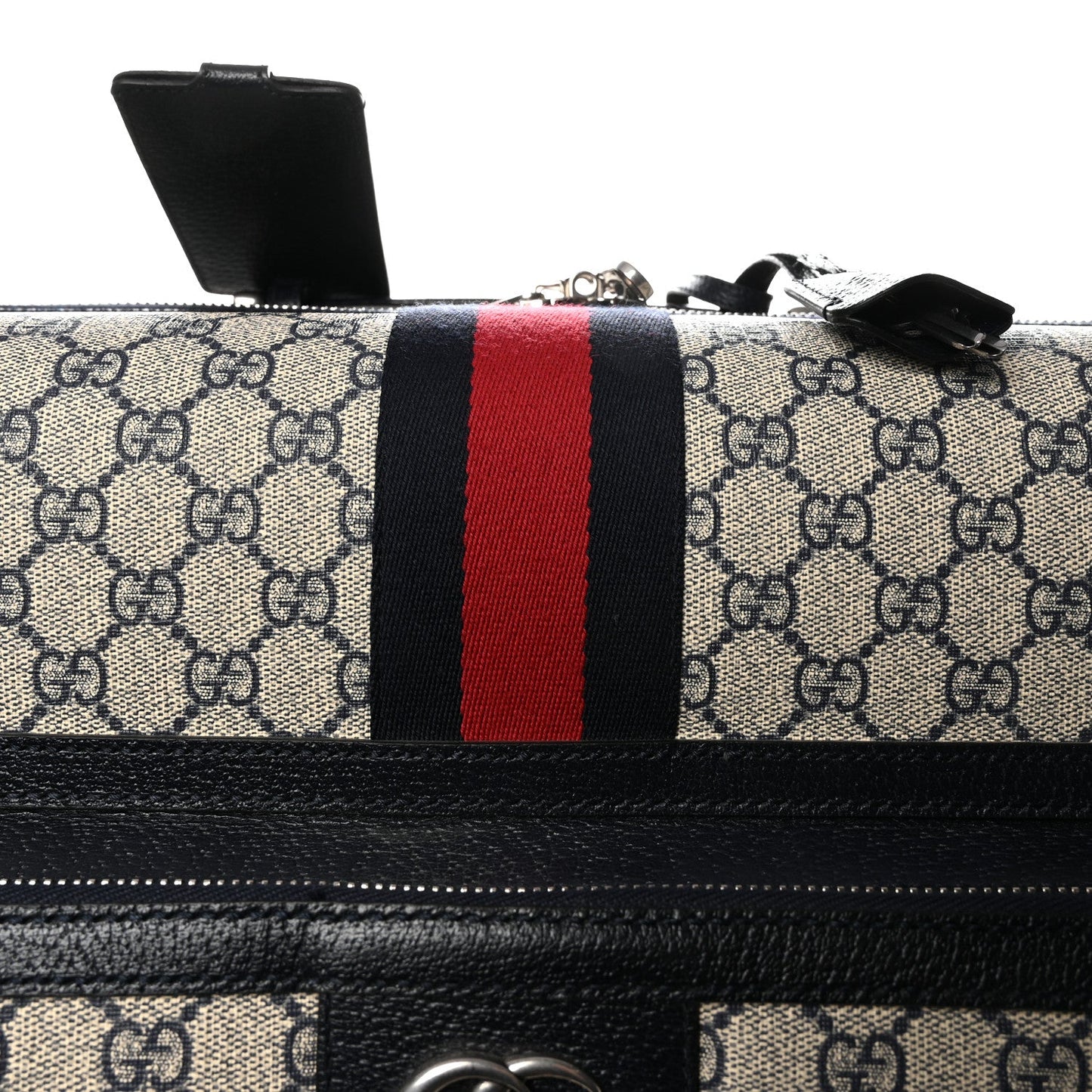 GG Supreme Monogram Web Medium Savoy Trolley Beige Blue