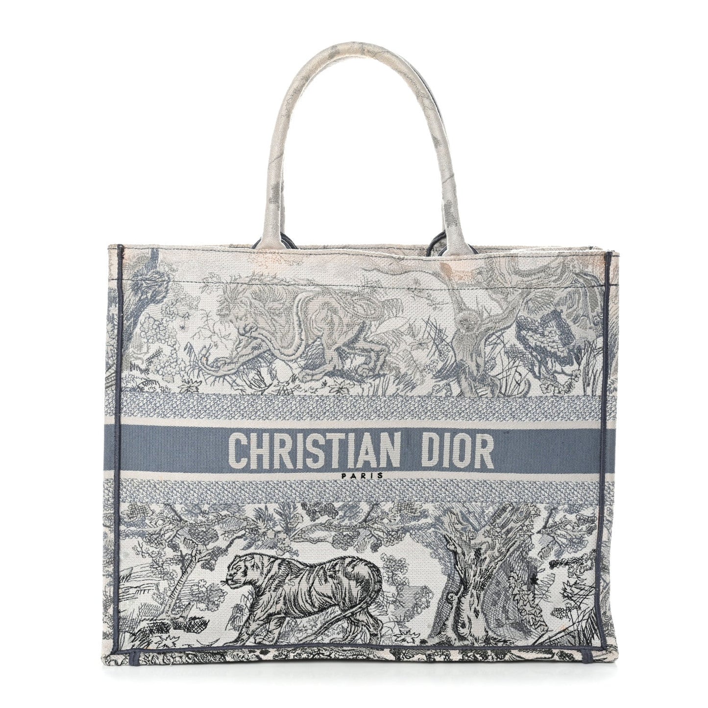 Gradient Canvas Embroidered Large Dioriviera Toile De Jouy Book Tote Blue