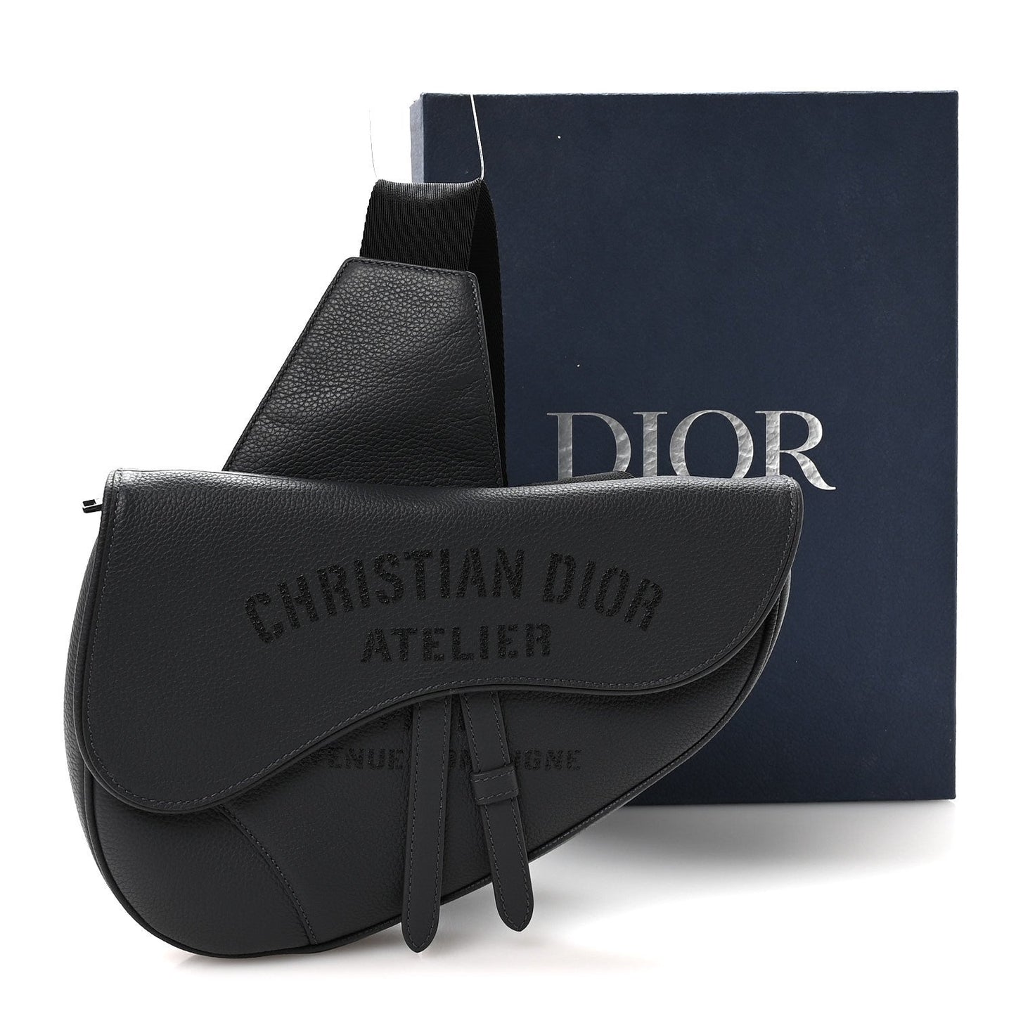 Calfskin Atelier Signature Print Mens Saddle Bag Grey