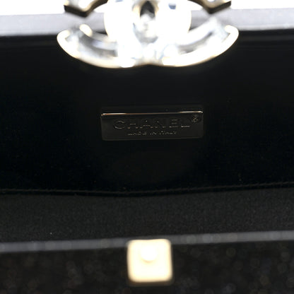 Glitter Vinyl Crystal Clutch Black