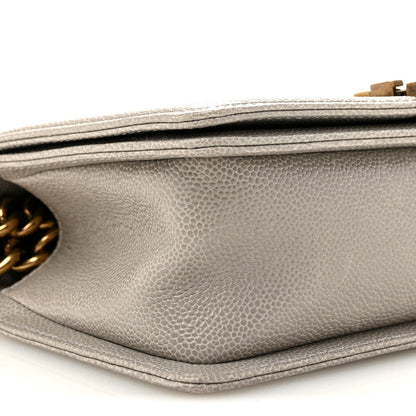 Caviar Quilted Medium Boy Flap Grey