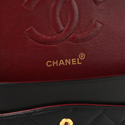 Lambskin Quilted Medium Double Flap Black