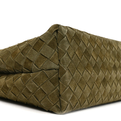 Suede Intrecciato Medium Andiamo Shoulder Bag Mud