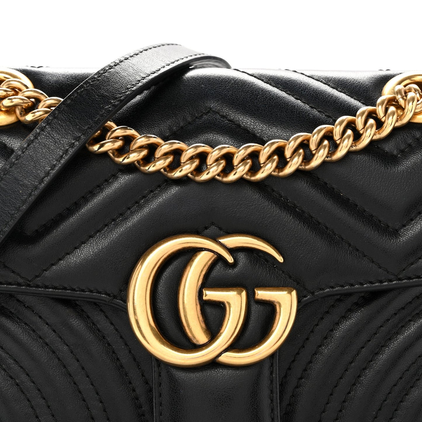 Calfskin Matelasse Mini GG Marmont Shoulder Bag Black