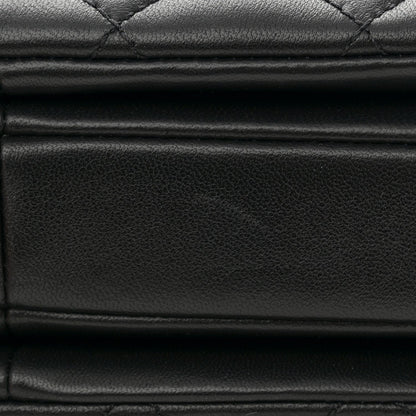 Lambskin Quilted Mini Trendy CC Dual Handle Flap Bag Black