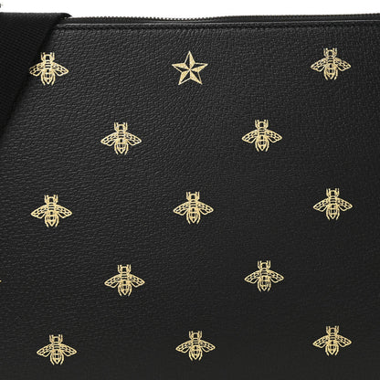 Grained Calfskin Bee Star Messenger Black