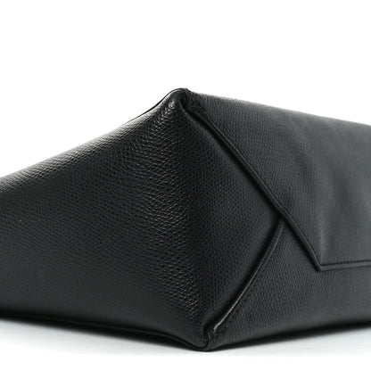 Grained Calfskin Small Vertical Cabas Black