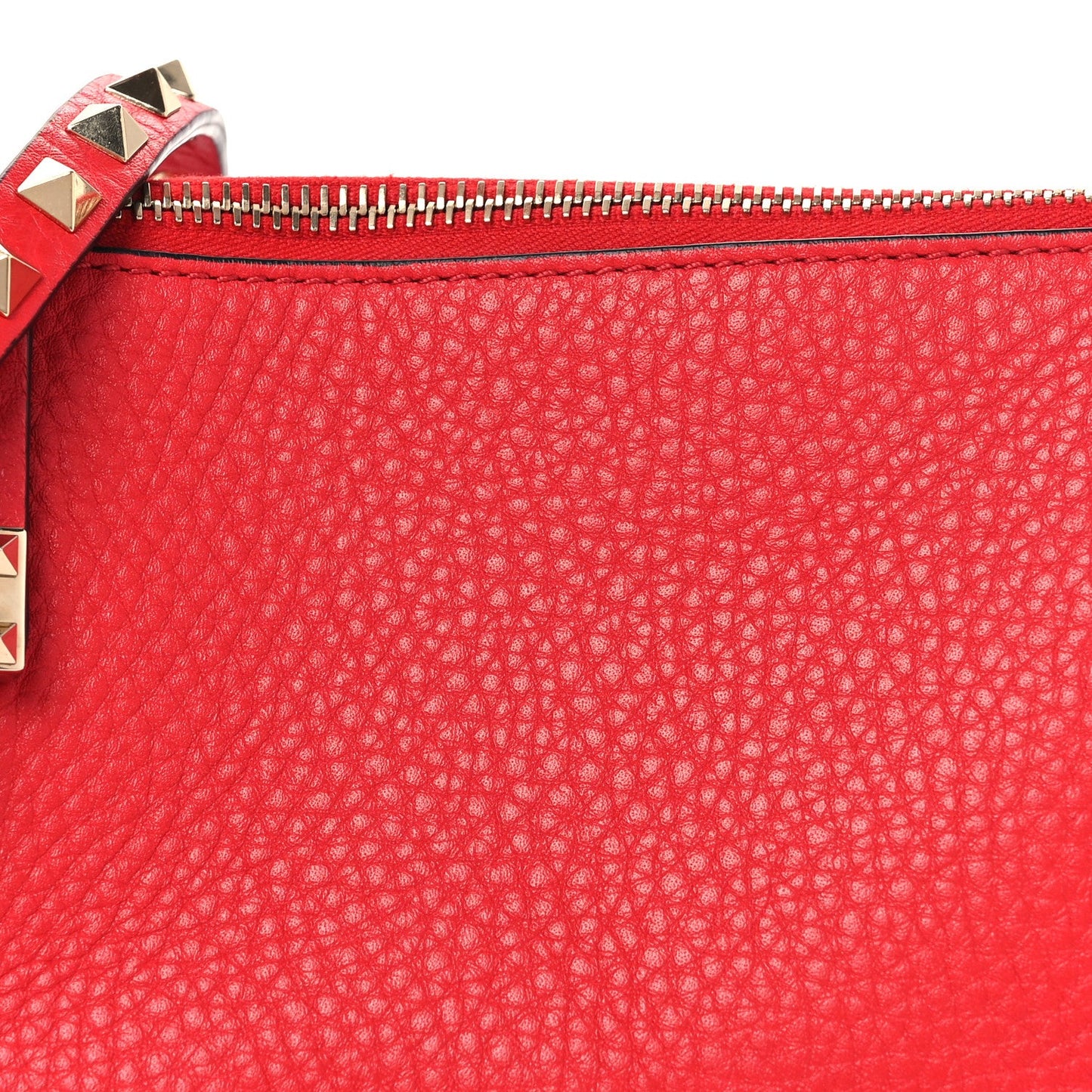 Grainy Calfskin Small Rockstud Crossbody Bag Rouge Pur