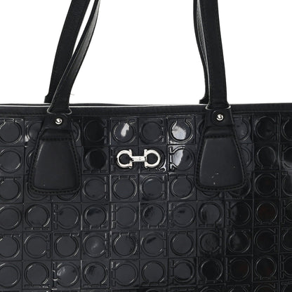 Patent Gancini Embossed Tote Black