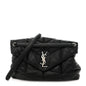 Lambskin Quilted Medium Loulou Puffer Monogram Chain Satchel Black