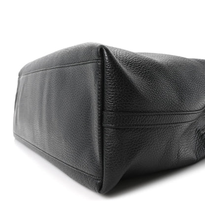 Calfskin Large Gifford Braided Handle Tote Black