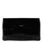 Patent Calfskin Studded Loubiposh Chain Clutch Black
