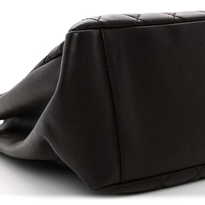 Caviar Quilted Grand Shopping Tote GST Dark Brown