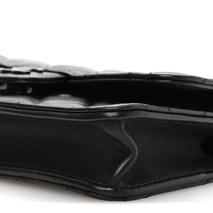 Lambskin Quilted Flap Phone Holder With Chain So Black