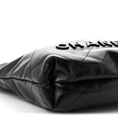 Shiny Calfskin Quilted Mini Chanel 22 So Black