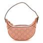 GG Supreme Monogram Textured Calfskin Web Mini Ophidia Half Moon Hobo Rose Pink