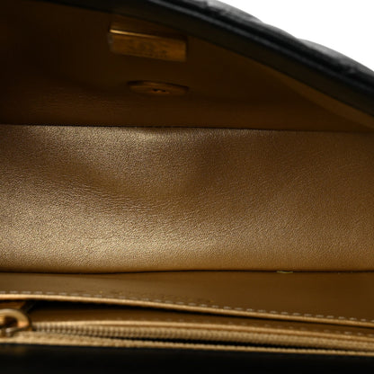 Lambskin Quilted Mini Rectangular Pearl Crush Flap Black