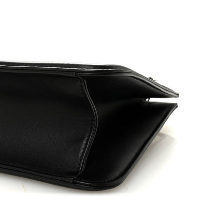 Lambskin Calfskin Small Chocolate Bar Tote White Black