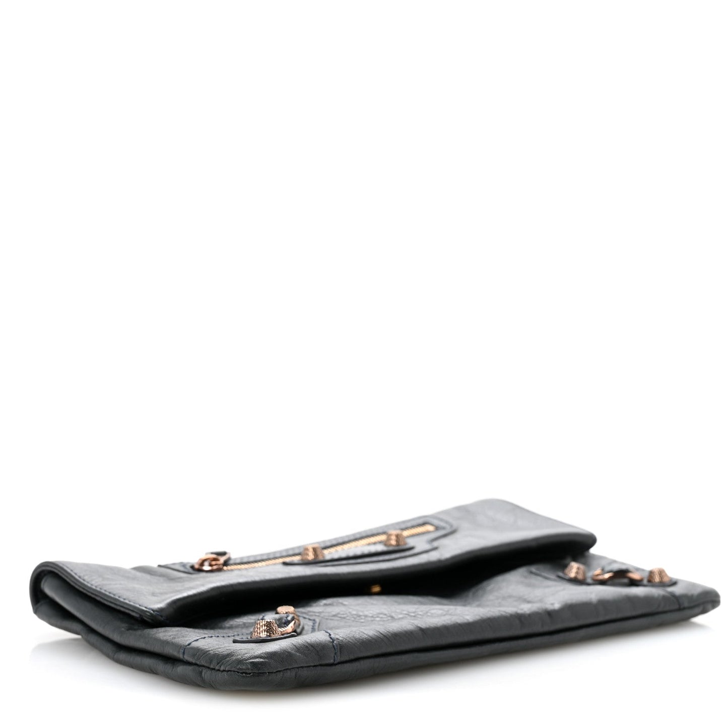 Agneau Giant 12 Rose Gold Hardware Envelope Clutch Anthracite